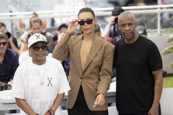 Cannes, France - 19.5.2024: Spike Lee, Ilfenesh Hadera, Denzel Washington during the photocall - Highest 2 Lowest - during the 78th Cannes International Film Festival. The film festival will take place from 13 to 24 May 2025