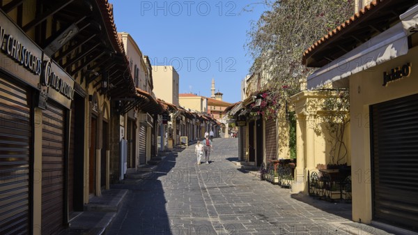 Picturesque alley with cobblestones and charm of the old town, Rhodes Old Town, Rhodes, Dodecanese, Greek Islands, Greece, Europe