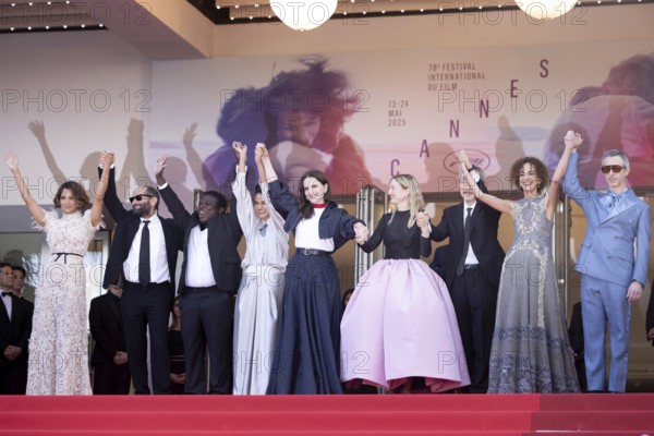 Cannes, France - 24.5.2024: Juliette Binoche, Jury President of the 78th Cannes Film Festival, and Jury Members (L-R) Halle Berry, Payal Kapadia, Alba Rohrwacher, Leila Slimani, Dieudo Hamadi, Hong Sang-soo, Carlos Reygadas, Jeremy Strong during the Closing Ceremony at the 78th Cannes International Film Festival. The film festival will take place from 13 to 24 May 2025