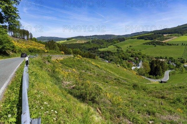 Kleine Landstraße, Hartmeckestraße, above Brunskappel, district of Oldsberg in the Hochsauerlandkreis, North Rhine-Westphalia, Germany, Europe