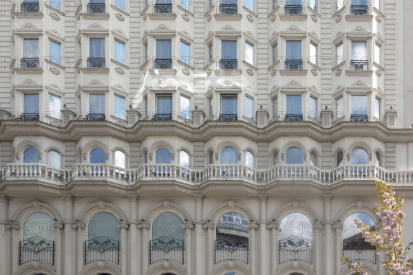 Hotel facade, Macedonia Square, Skopje, North Macedonia, Balkans