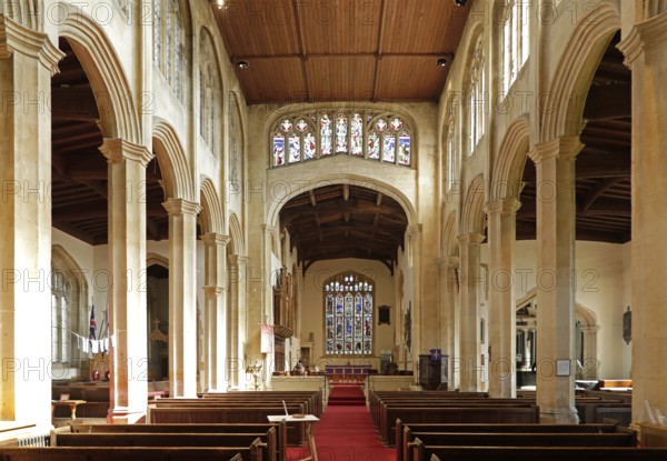 Nave, interior view, Parish Church of St James, Chipping Campden, The Cotswolds, England, Great Britain
