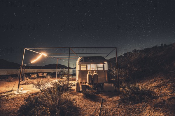 Camping under a starry sky in Joshua Tree National Park