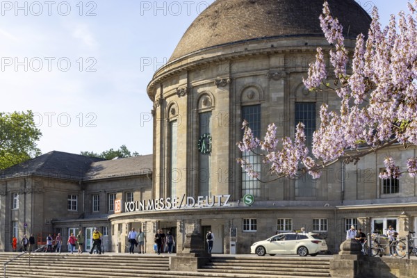 Cologne Messe Deutz railway station. Exterior view of the station building. City view of Cologne. Cologne, North Rhine-Westphalia, Germany, Europe