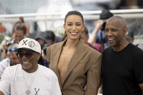 Cannes, France - 19.5.2024: Spike Lee, Ilfenesh Hadera, Denzel Washington during the photocall - Highest 2 Lowest - during the 78th Cannes International Film Festival. The film festival will take place from 13 to 24 May 2025