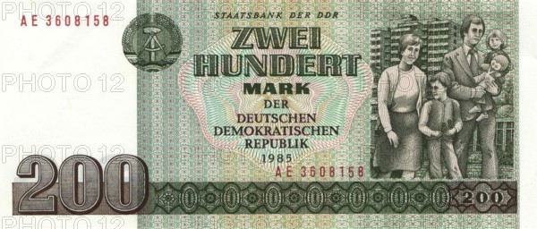 Banknote, 200 Mark, 1985, GDR, reproduction of a historical banknote