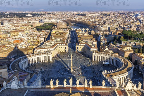 Rome St Peter's Square in the Vatican Skyline from above in Rome, Italy, Europe