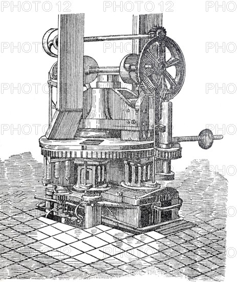 Machine for the production of cement blocks with hydraulic pressure, around 1850, England, digitally improved reproduction of a 19th century model, historical