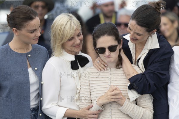 Cannes, France - 15.5.2024: Angelina Woreth, Mélanie Laurent, Sevan Kalayjian Everitt, Josephine Japy, Yinka Bokinni, Sarah Pachoud during the photocall for QUI BRILLE AU COMBAT (THE WONDERERS) during the 78th Cannes International Film Festival. The film festival takes place from 13 to 24 May 2025