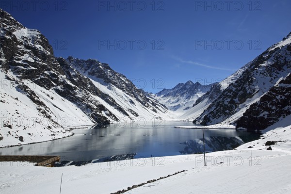 Pass to Argentina, near Los Andes, mountains, Andes, lake, snow, Chile, South America