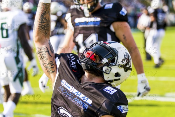 German Football League, Schwäbisch Hall Unicorns, Ingolstadt Duke im Optima-Sportpark Schwäbisch Hall am 17.Juni 2023 Deutschland, TD Ingolstadt Dukes, WR # 2 Gabriel Boccella