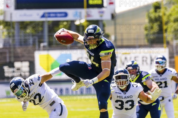 European League of Football, ELF/ Game : Milano Seamen at Stuttgart Surge, on June. 18. 2023, in the Gazi Stadium, Stuttgart, Germany Stuttgart Surge, WR # 14 Yannick Mayr