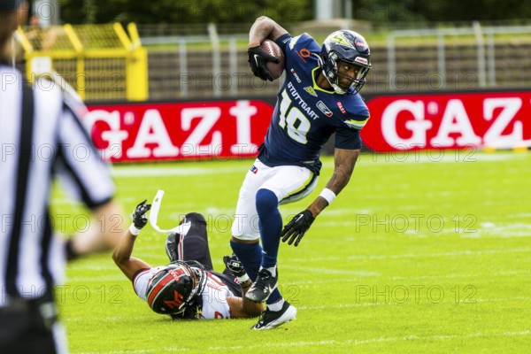 European League of Football, ELF/ Game: Helvetic Mercenaries at Stuttgart Surge on 30. June. 2024, in the Stadion Kreuzeiche, Reutlingen, Germany, Europe