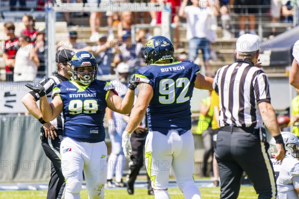 European League of Football, ELF/ Game : Tirol Raiders at Stuttgart Surge, on June. 25. 2023, in the Gazi Stadium, Stuttgart, Germany Stuttgsrt Surge, DL # 99 Sercan Vardar