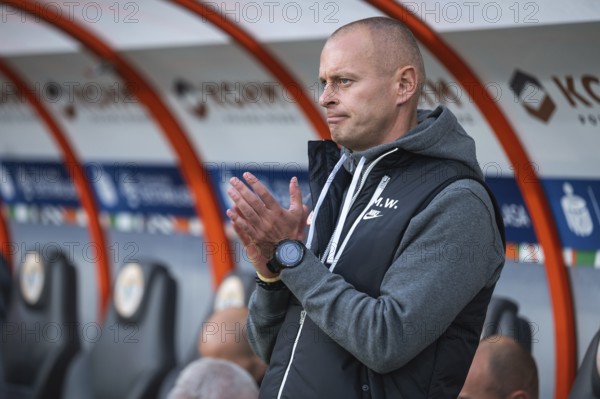 LUBIN, POLAND - OCTOBER 19, 2024: Football match Polish PKO Ekstraklasa between KGHM Zaglebie Lubin vs Jagiellonia Bialystok. Head coach of Zaglebie Marcin Wlodarski.