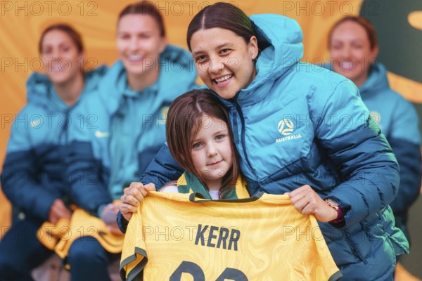 MELBOURNE, AUSTRALIA, JULY 11: Sam Kerr of Australia at the Matildas Women's World Cup squad announcement and presentation at Federation Square on July 11, 2023 in Melbourne, Australia, Oceania