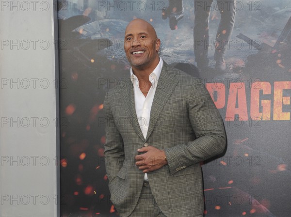 Dwayne Johnson at the Los Angeles premiere of 'Rampage' held at the Microsoft Theater in Los Angeles, USA on April 4, 2018