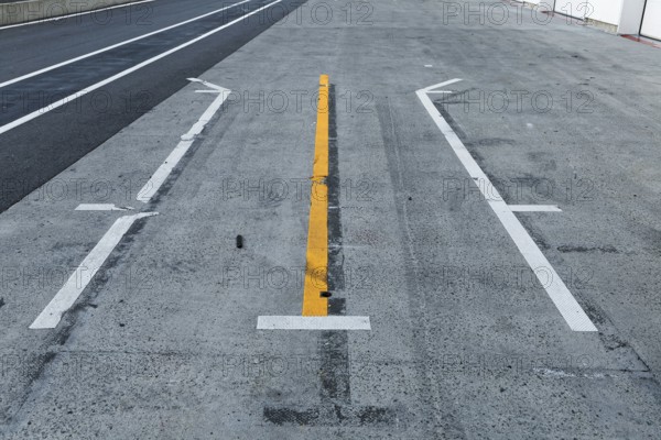 Track markings, pit stop lines, F1 Grand Prix Racetrack, Montreal, Province of Quebec, Canada, Nor, North America