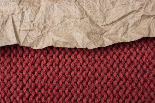Fabric woven canvas texture with a wrinkled paper over it