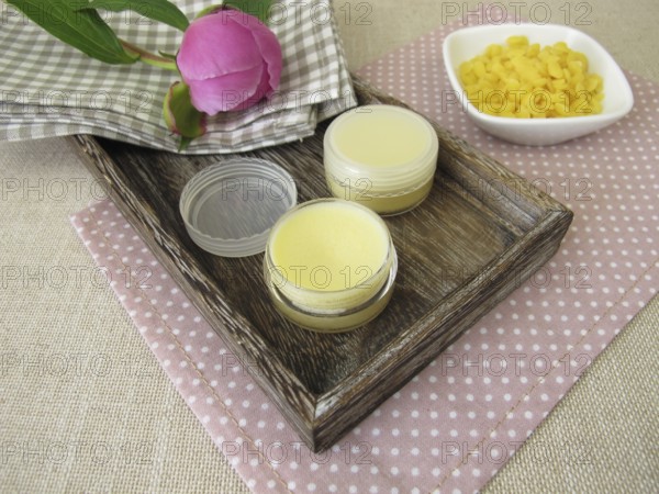 Homemade lip balm with beeswax