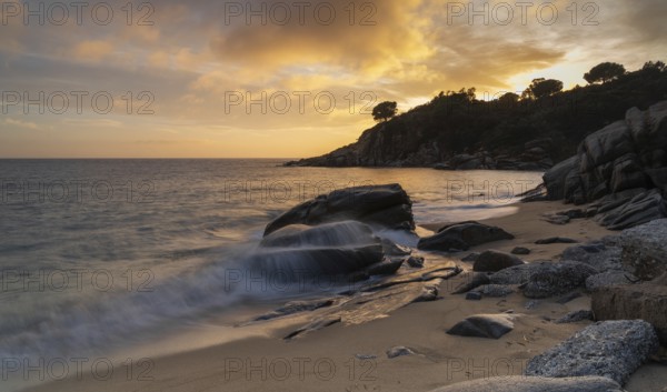 Long exposure of Cavoli Beach on Elba Island at sunset
