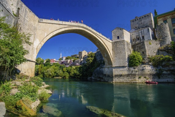 Mostar Bridge, an Ottoman bridge in Mostar, Bosnia and Herzegovina, Europe
