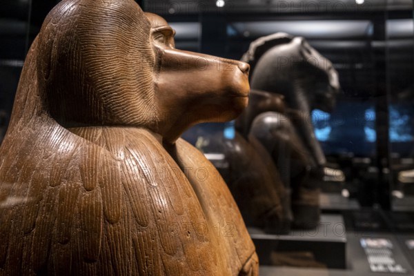 Figure of a squatting baboon, red quartzite, 18th dynasty reigning Amenhotep III, collection of the British Museum