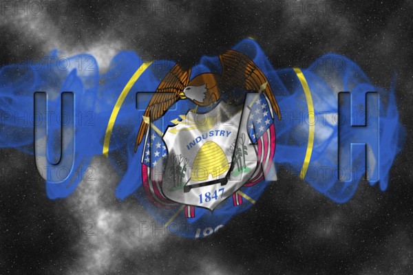 Utah Flag with Starry Background Smoke Effect