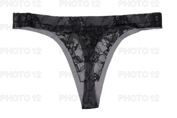 Black with gray thong panties. Isolate on white
