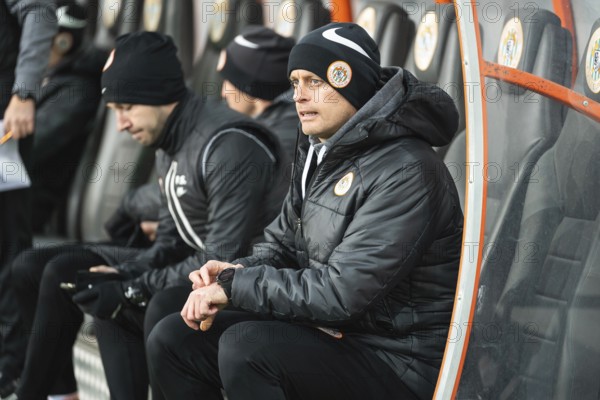 LUBIN, POLAND - MARCH 1, 2025: Football match between KGHM Zaglebie Lubin vs Piast Gliwice. Head coach of Zaglebie Marcin Wlodarski
