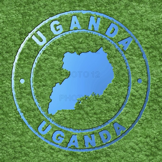 Map of Uganda, Forest with Water Map, CO2 Reduction
