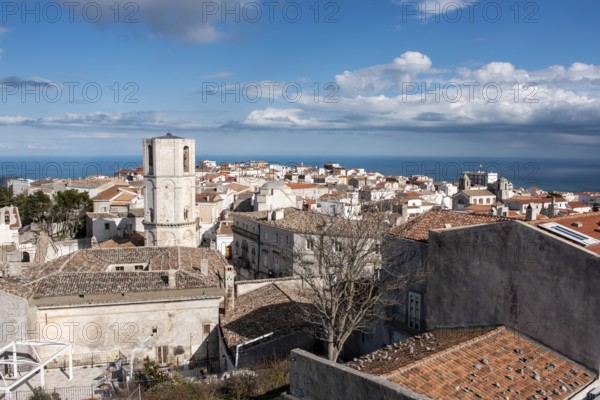 View of Monte Sant Angelo from Norman Swabian Aragonese castle, Gargano Peninsula in Southern Italy