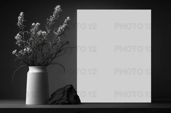 Home interior poster mock up with vertical frame, wall mockup interior. Wall art. 3d rendering, 3d illustration