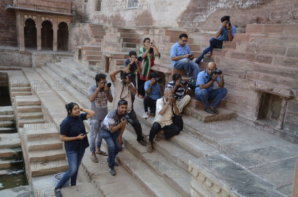 Photographer clicking photo, jodhpur, rajasthan, India, Asia