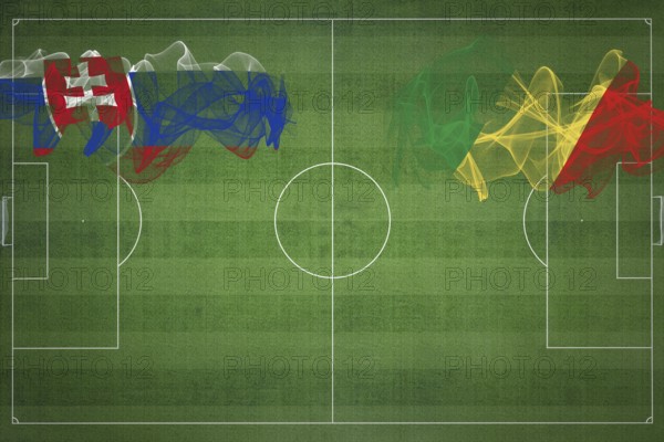 Slovakia vs Congo Soccer Match, national colors, national flags, soccer field, football game, Competition concept, Copy space