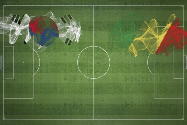 South Korea vs Congo Soccer Match, national colors, national flags, soccer field, football game, Competition concept, Copy space