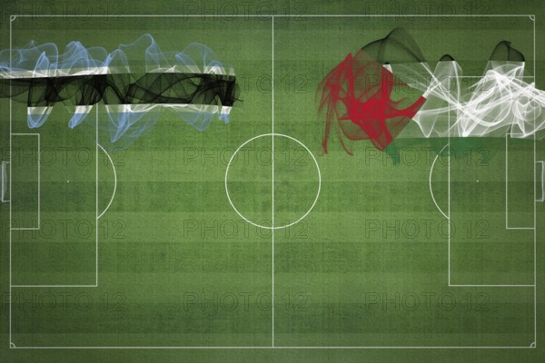 Botswana vs Palestine Soccer Match, national colors, national flags, soccer field, football game, Competition concept, Copy space