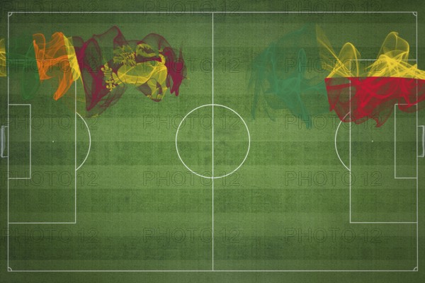 Sri Lanka vs Benin Soccer Match, national colors, national flags, soccer field, football game, Competition concept, Copy space