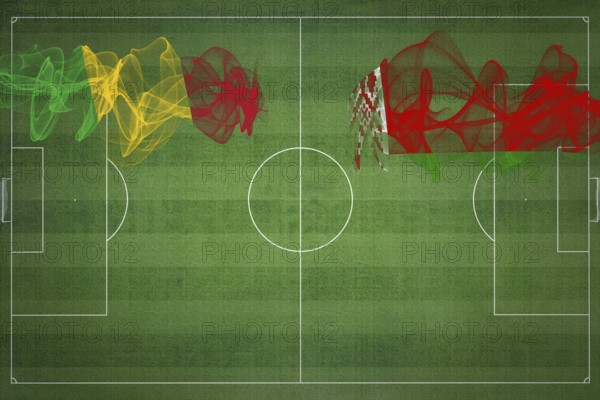 Mali vs Belarus Soccer Match, national colors, national flags, soccer field, football game, Competition concept, Copy space