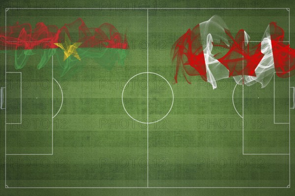 Burkina Faso vs Canada Soccer Match, national colors, national flags, soccer field, football game, Competition concept, Copy space
