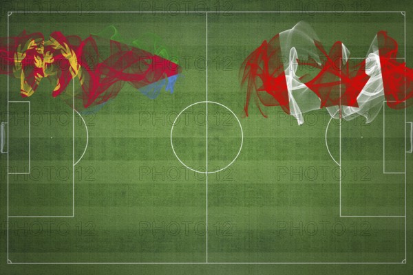 Eritrea vs Canada Soccer Match, national colors, national flags, soccer field, football game, Competition concept, Copy space