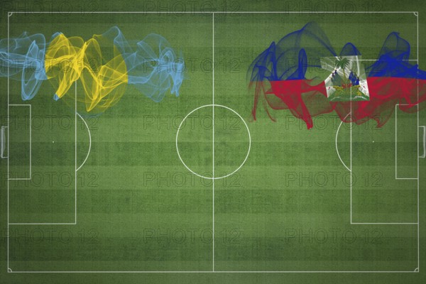 Palau vs Haiti Soccer Match, national colors, national flags, soccer field, football game, Competition concept, Copy space