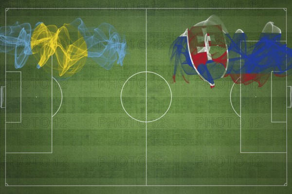 Palau vs Slovakia Soccer Match, national colors, national flags, soccer field, football game, Competition concept, Copy space