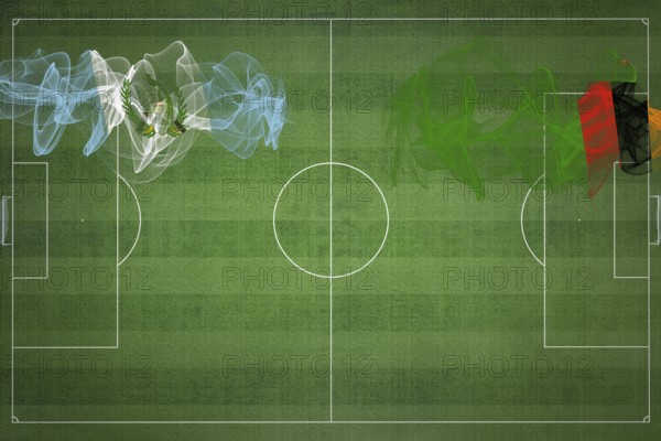 Guatemala vs Zambia Soccer Match, national colors, national flags, soccer field, football game, Competition concept, Copy space
