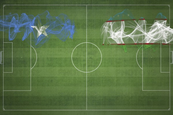 Somalia vs Uzbekistan Soccer Match, national colors, national flags, soccer field, football game, Competition concept, Copy space