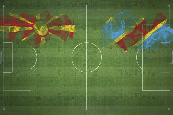 North Macedonia vs DR Congo Soccer Match, national colors, national flags, soccer field, football game, Competition concept, Copy space