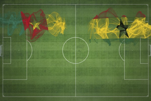 Cameroon vs Ghana Soccer Match, national colors, national flags, soccer field, football game, Competition concept, Copy space