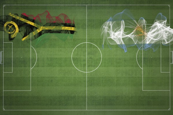 Vanuatu vs Argentina Soccer Match, national colors, national flags, soccer field, football game, Competition concept, Copy space