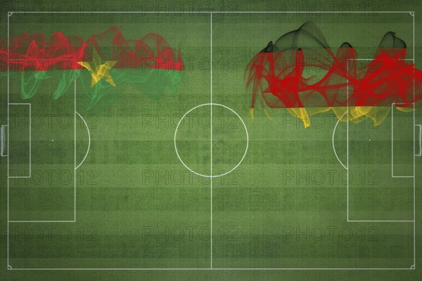 Burkina Faso vs Germany Soccer Match, national colors, national flags, soccer field, football game, Competition concept, Copy space
