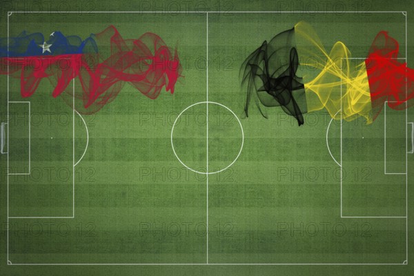 Samoa vs Belgium Soccer Match, national colors, national flags, soccer field, football game, Competition concept, Copy space